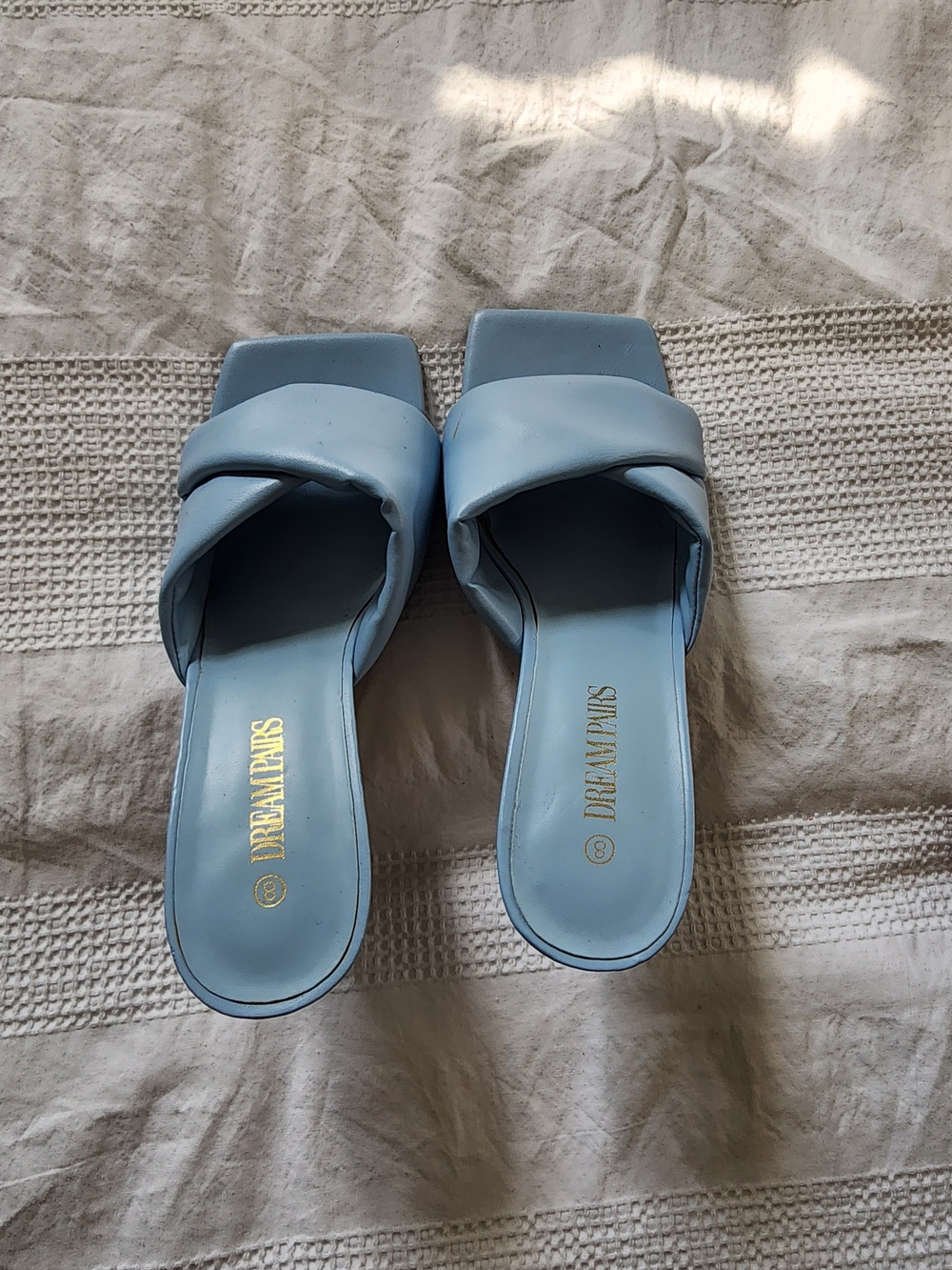 Dream Pairs Pale Blue Knotted Slide Mules
